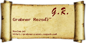 Grabner Rezső névjegykártya